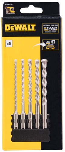 Support d'accessoires Dewalt + sds plus | 5 pièces | 5x160mm x1, 6x160mm x1, 8x160mm x1, 10x160mm x1, 12x160mm x1 - dt70837-qz