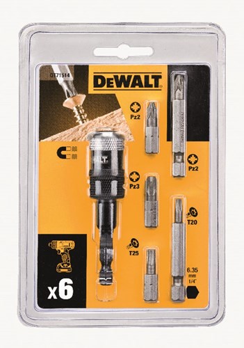 Imp Dewalt Accessories Act Ensemble de 7 pièces + adaptateur d'embout de vis compact à charge rapide - dt71514-qz