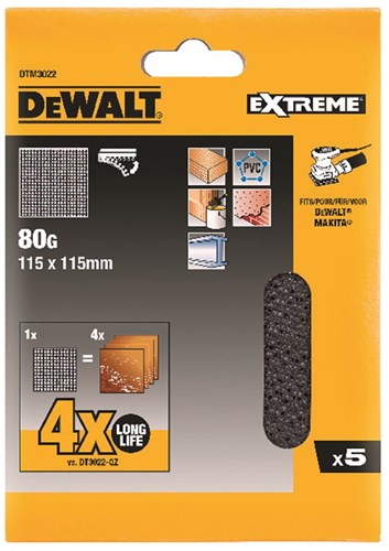 Dewalt accessoires maille maille de ponçage 115x115mm k80 - dtm3022-qz
