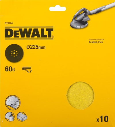 Accessoires Dewalt disque abrasif, ø225mm, festool, flex 9 perf., k60 (10x) - dt3164-qz