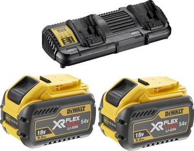 Kit de démarrage Dewalt dcb132x2-qw flexvolt - 2 x batterie flexvolt 54v 9.0ah li-ion + double chargeur dcb132