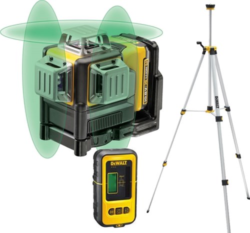 Dewalt dce089d1gtrid laser lignes croisées auto-nivelant 10,8v - laser vert + trépied et récepteur