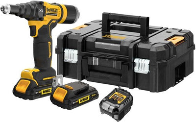 Pistolet à riveter sans fil Dewalt dcf403d2gt-qw | 4,8 mm | xr 18v ​​​​| 2x batteries 2,0ah + chargeur | au cas où - dcf403d2gt-qw