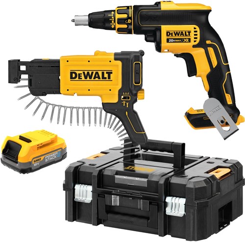 Tournevis pour cloisons sèches sans fil Dewalt dcf620e1k | 1 4 | Pile d'alimentation 18 V XR | dans tstak-dcf620e1k-xj