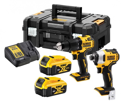 Dewalt dck2062m2t-qw ensemble combiné 18v 4.0ah li-ion - perceuse à percussion sans fil dcd709 + visseuse à percussion dcf809 - dck2062m2t-qw