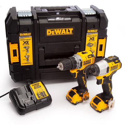 Dewalt dck2110l2t ensemble d'action dcd701 perceuse/tournevis + tournevis à percussion dcf801 12v 3.0ah xr - dck2110l2t-qw