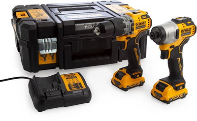 Dewalt dck2111l2t ensemble d'action perceuse à percussion dcd706 + tournevis à percussion dcf801 12v 3.0ah xr - dck2111l2t