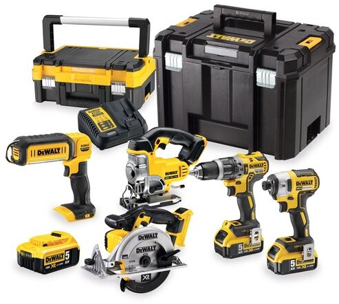 Dewalt dck551p3t ensemble combiné de batteries 5 pièces 18v xr 5,0ah en tstak