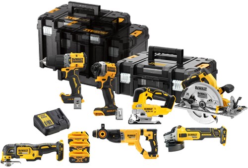 Dewalt dck706p3t | Pack combiné de 7 pièces | xr 18 volts | 5,0ah | Li-ion | 3 piles - dck706p3t-qw