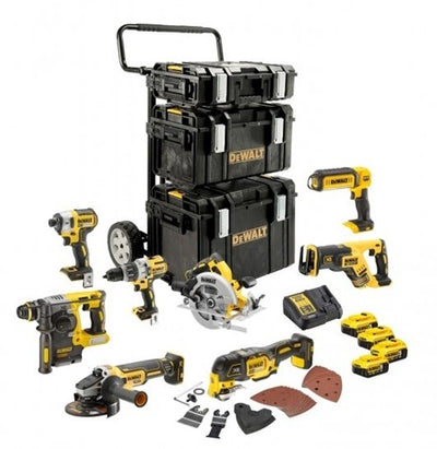 Dewalt dck853p4-qw | Ensemble combiné de batterie XR 18 V 8 machines dans un système robuste (batterie 4x 5,0 Ah + chargeur DCB132) - dck853p4-qw