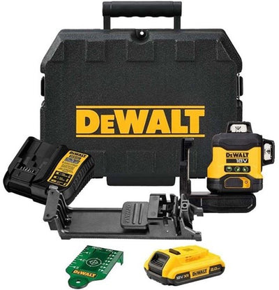 Dewalt dcle34031d1-qw laser à lignes croisées auto-nivelant | 3x360° | rayon vert | 18 volts | 2.0ah li-ion + chargeur - dcle34031d1-qw