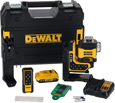 Laser à lignes croisées Dewalt dcle34035d1-qw | 3x360° | rayon vert | + télécommande | 18 volts | 2.0ah li-ion + chargeur - dcle34035d1-qw