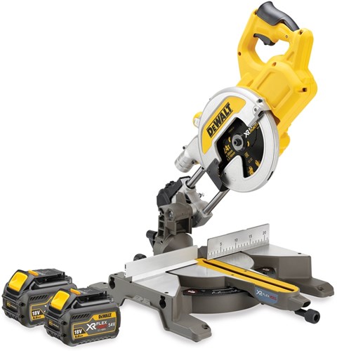 Dewalt dcs777t2-qw | Scie à tronçonner et à onglet à batterie XR Flexvolt 54 V 216 mm en boîte (2 batteries 6,0 Ah + chargeur rapide DCB118) - dcs777t2-qw