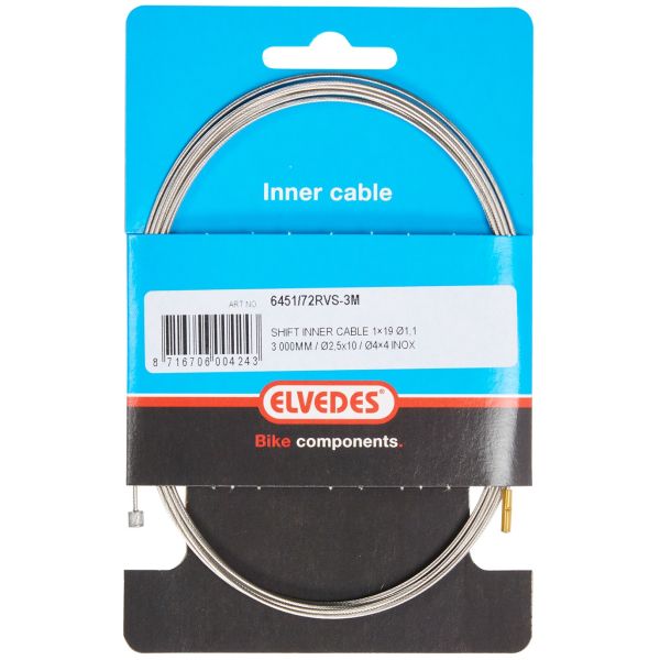 Câble intérieur d'engrenage acier inoxydable 2 nipples 3 mètres 6451 72rvs 3m
