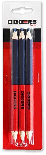 Crayon duo Diggers | 17,6 cm | rouge bleu | 3 pièces - dig418