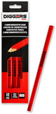 Crayon de menuisier Diggers | 24 cm | rouge | 12 pièces - dig388