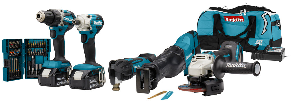 Makita dlx5068tx1 | Ensemble combiné 18 V | ddf484 | dtd156 | dga504 | djr186 | dtm51 | Piles 5,0 Ah (2 pièces) | jeu de bits | chargeur rapide | sac - dlx5068tx1