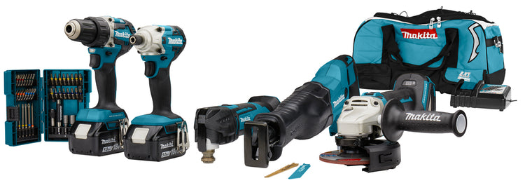 Makita dlx5068tx1 | Ensemble combiné 18 V | ddf484 | dtd156 | dga504 | djr186 | dtm51 | Piles 5,0 Ah (2 pièces) | jeu de bits | chargeur rapide | sac - dlx5068tx1