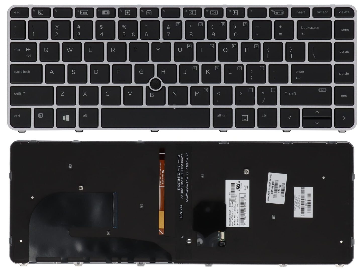 HP ordinateur portable clavier QWERTY US + TrackPoint, rétro-éclairage