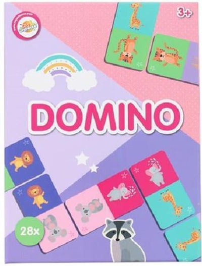 Game d'intro docino, soyez le premier à perdre les cartes Domino, avec des assiettes d'animaux