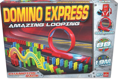 Goliath domino express incroyable course de champion de pierres de dominos en boucle avec tour de slalom