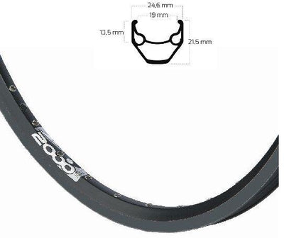 Ryde b.v. jante 28' - 14 zac2000 28'-622 disque complètement noir (simple douille)