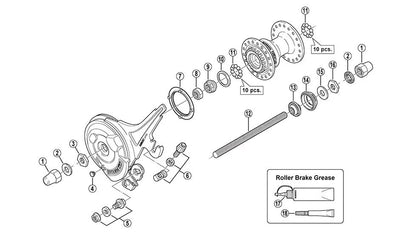 Shimano v-axle cône moyeu gauche moyeu de frein à rouleaux dyna m9x11.94