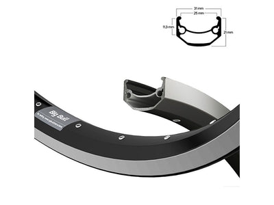 Ryde b.v. jante 28' - 14 bigbull 28'-622 alu. CNC noir 36 gts. base de données