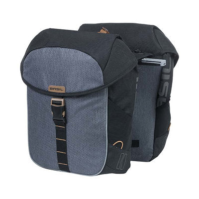 Basil Miles Double Bag - Sacoche double pour vélo, unisexe, sportive, 34L, étanche, noire