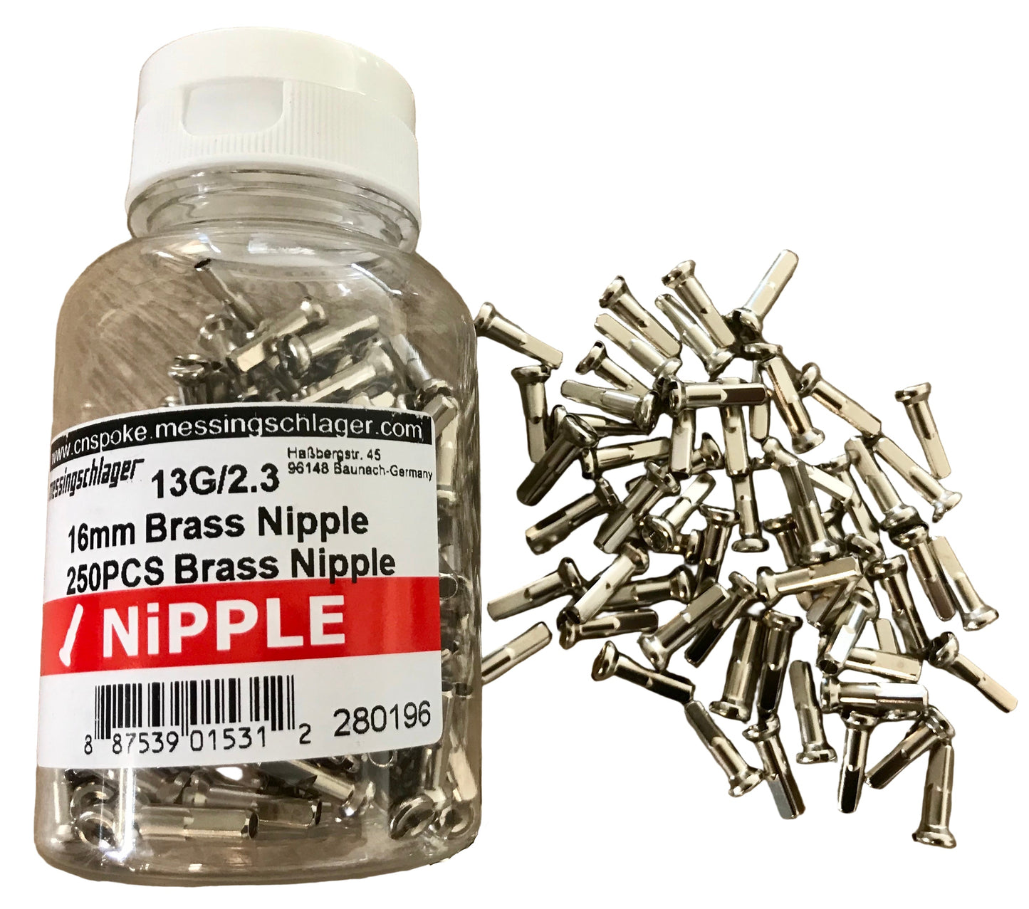 Roulement et écrou de rayon en laiton rayon 13 jante 14 fin - 16 mm. (350)