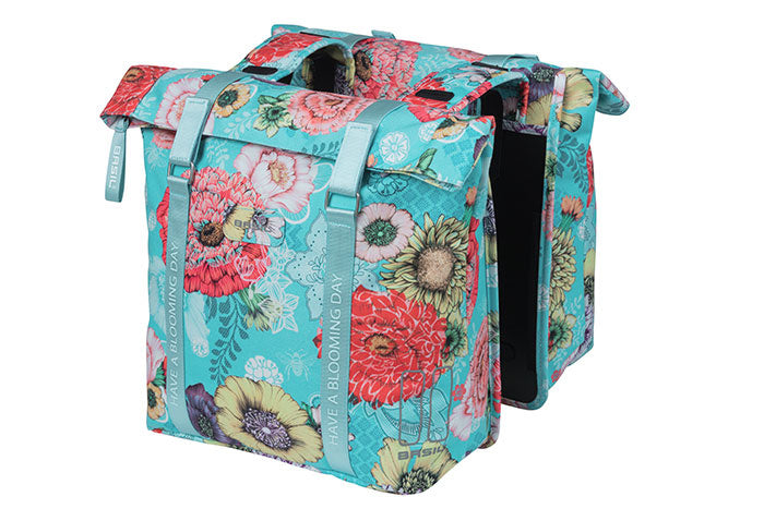 Basil Bloom Field Double Bicycle Sac - Animal étanche et recyclé - 28-35L - Bleu ciel