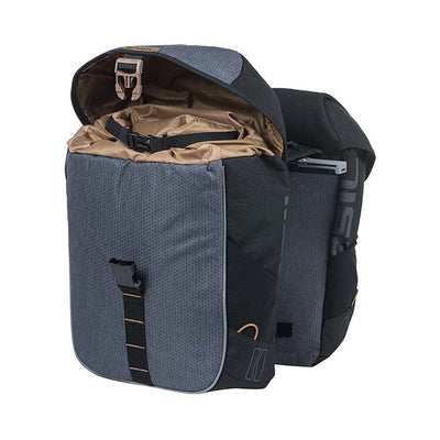 Basil Miles Double Bag - Sacoche double pour vélo, unisexe, sportive, 34L, étanche, noire