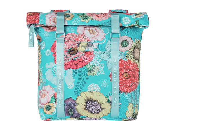 Basil Bloom Field Double Bicycle Sac - Animal étanche et recyclé - 28-35L - Bleu ciel