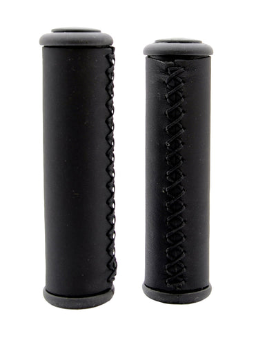 Poignées Simson en cuir Black Long - Poignées en cuir pour le vélo de style lifestyle - 13 cm - noir