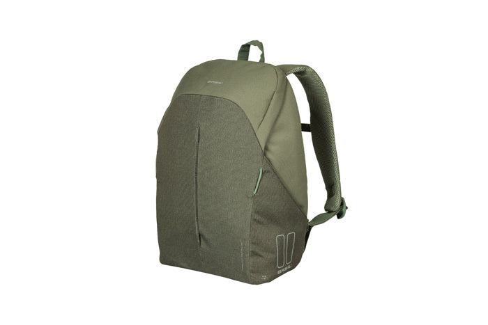 Basil B-Safe Commuter Nordlicht - Sac à dos moderne pour vélos électriques - 18L - Vert - Unisexe - Avec lumières LED