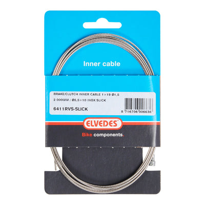 Elvedes Rem Binnenkabel 2000 mm en acier inoxydable lisse Ø1,5 mm V-Nipple