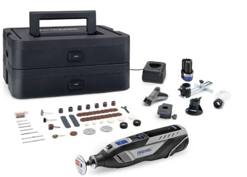 Ensemble multi-outils avec batterie 12 V Dremel 8250-5 65 Platinum | y compris Batterie 2 Ah + chargeur | au cas où - f0138250jf