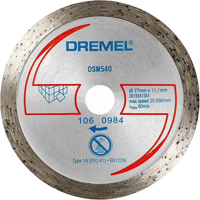 Dremel dsm540 2615s540jb disque à tronçonner diamanté 77 mm 1 pièce(s) carrelage, brique, marbre, porcelaine, céramique
