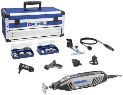 Outil multifonction Dremel 4250js | modèle 4250-6 128 édition platine | y compris 128 accessoires + ez speedclic + poignée de détail + coupe-ligne et cercle - f0134250js
