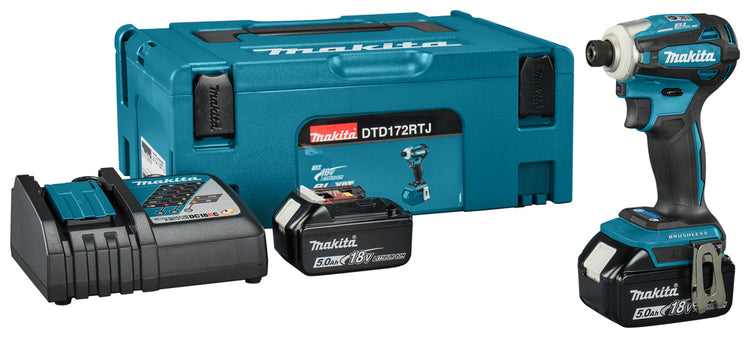 Makita dtd172rtj | visseuse à percussion sans fil | 18v | Batterie 2 x 5,0 Ah + chargeur rapide | dans mbox dtd172rtj