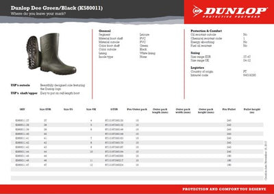 Dunlop k580011 bottine en pvc dee veau vert | vert | taille 38 - 15.032.062.38