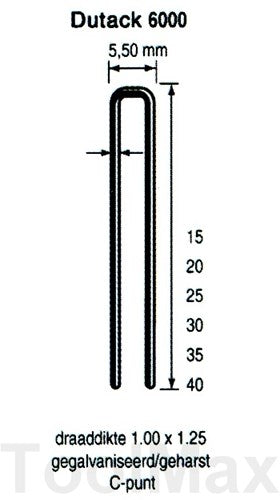 Agrafe Dutack 5,5 mm | 15mm | 5000 pièces - 5028028