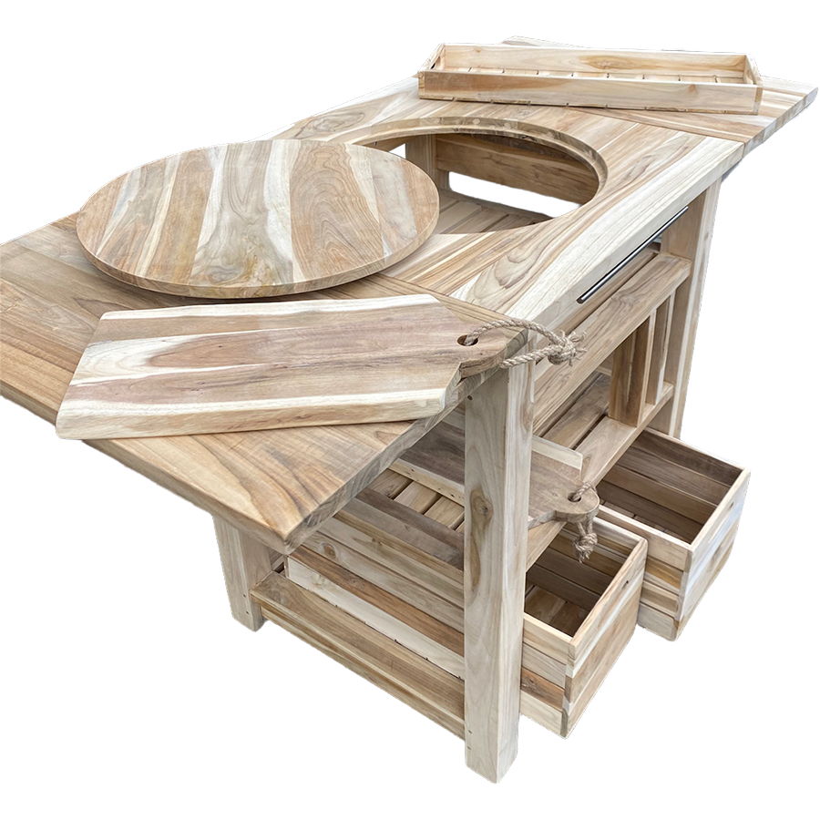 Table barbecue hollandaise teck 129,5x59,5x80cm