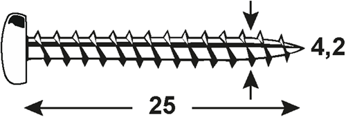 Connex vis à tôle poêle 4,2x25 18pcs inox-a4 - dy4824225