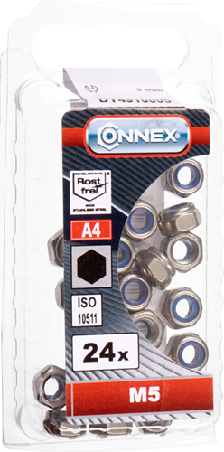 Contre-écrou Connex + bague nylon m5 24pcs acier inoxydable-a4 - dy4910005