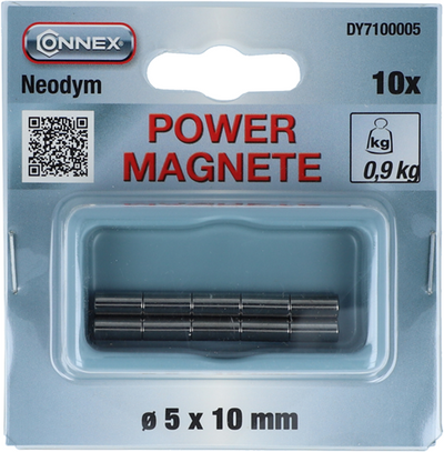 Connex aimant néodyme cyl. 10x5 10 pièces 0,9kg - dy7100005