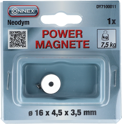 Aimant Connex néodyme rond 16x4x3 7,5kg - dy7100011