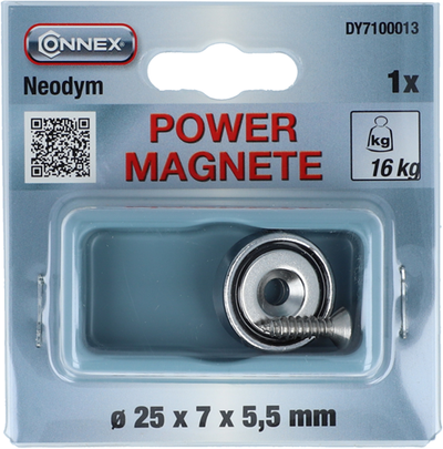 Connex aimant néodyme rond 25x7x5 16kg - dy7100013