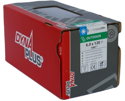 Vis de construction Dynaplus ar-coating tête plate filetage partiel + pointe coupante torx tx30 6.0x120 70 | 100 pièces - 0281.08.50801