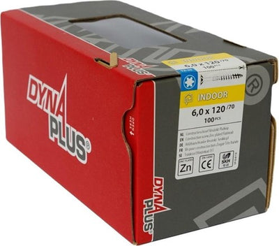 Vis de construction Dynaplus tête plate galvanisée filetage partiel + pointe coupante torx tx30 6,0x120 70 | 100 pièces - 0281.01.50801